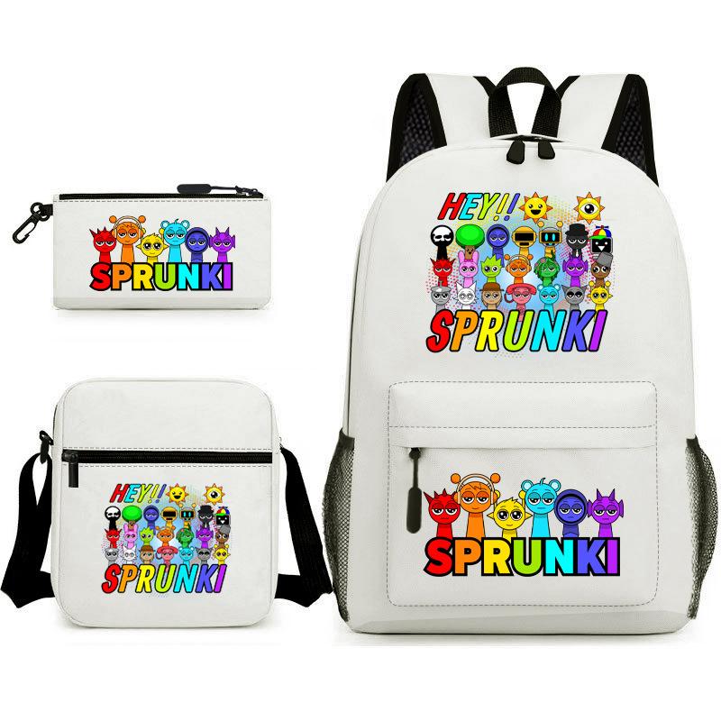 New Game Merchandise Primary School Bag Rhythm Box Sprunki Cartoon Starry Sky Backpack 3-piece Set L
