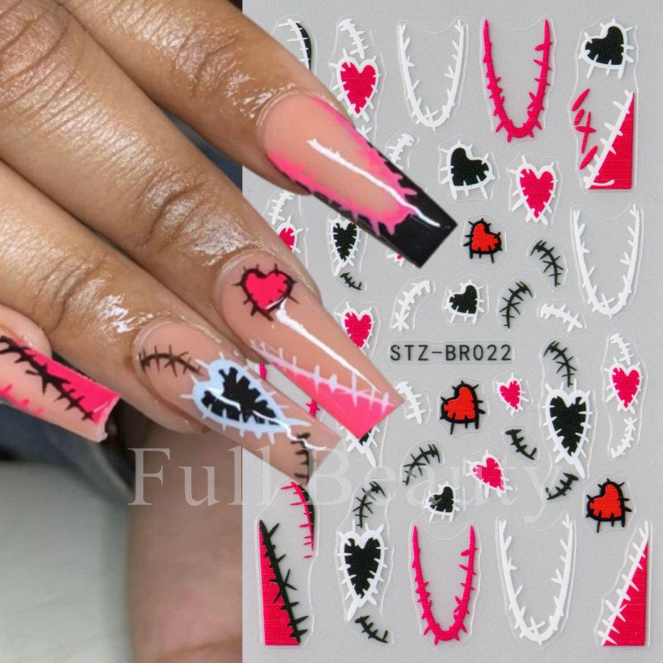 Nail Art Stickers, Valentine'S Day French Thorn Line Patches, Love Thin And Tough Nail Stickers