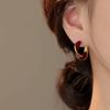 925 Silver Needle Mobius Earrings: Light Luxury Year of the Horse 2026 Red Studs for Women