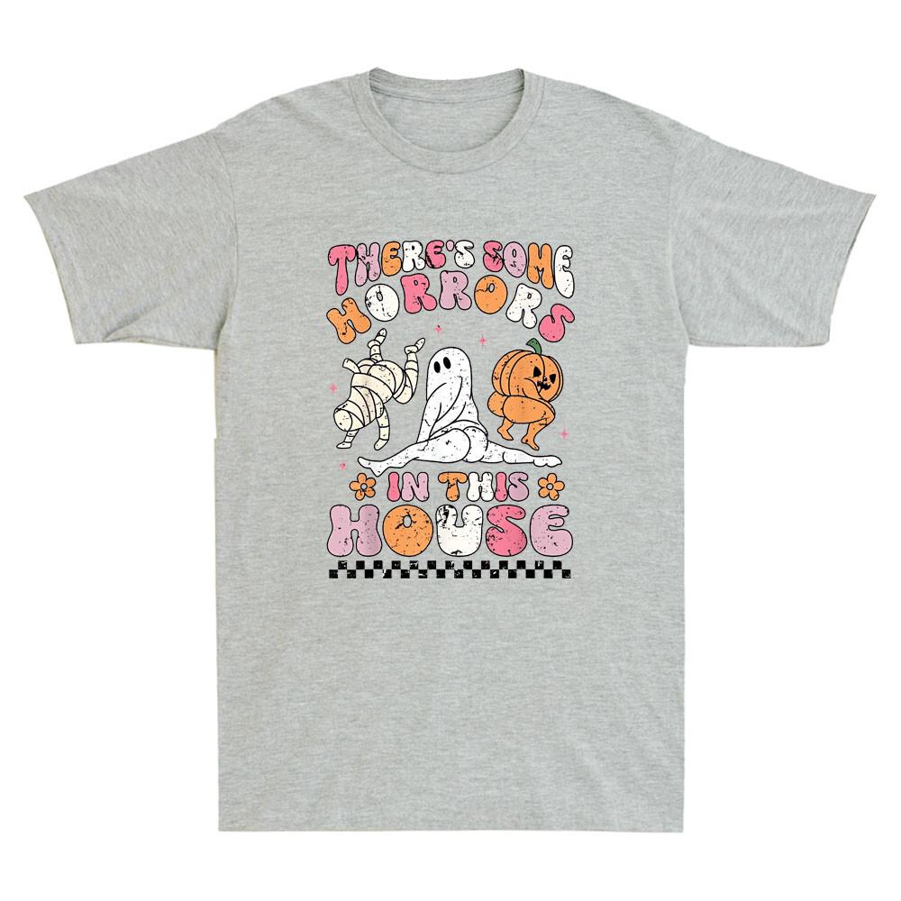 Theres Some Horrors In This House Ghost Pumpkin Halloween Retro Unisexs Tshirt