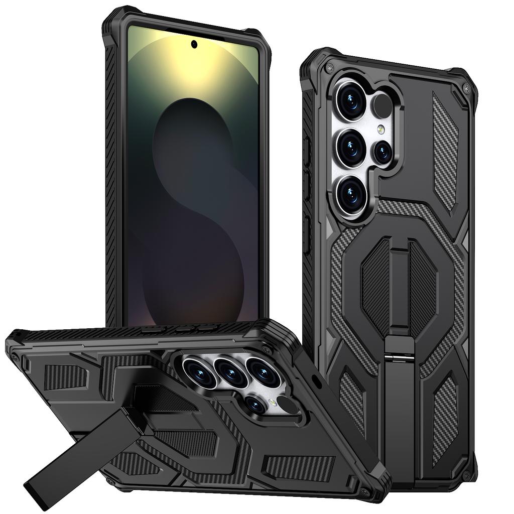 For Samsung Galaxy S25 Ultra Magnetic Case Rotating Kickstand PC + TPU Shockproof Drop-proof Phone Cover