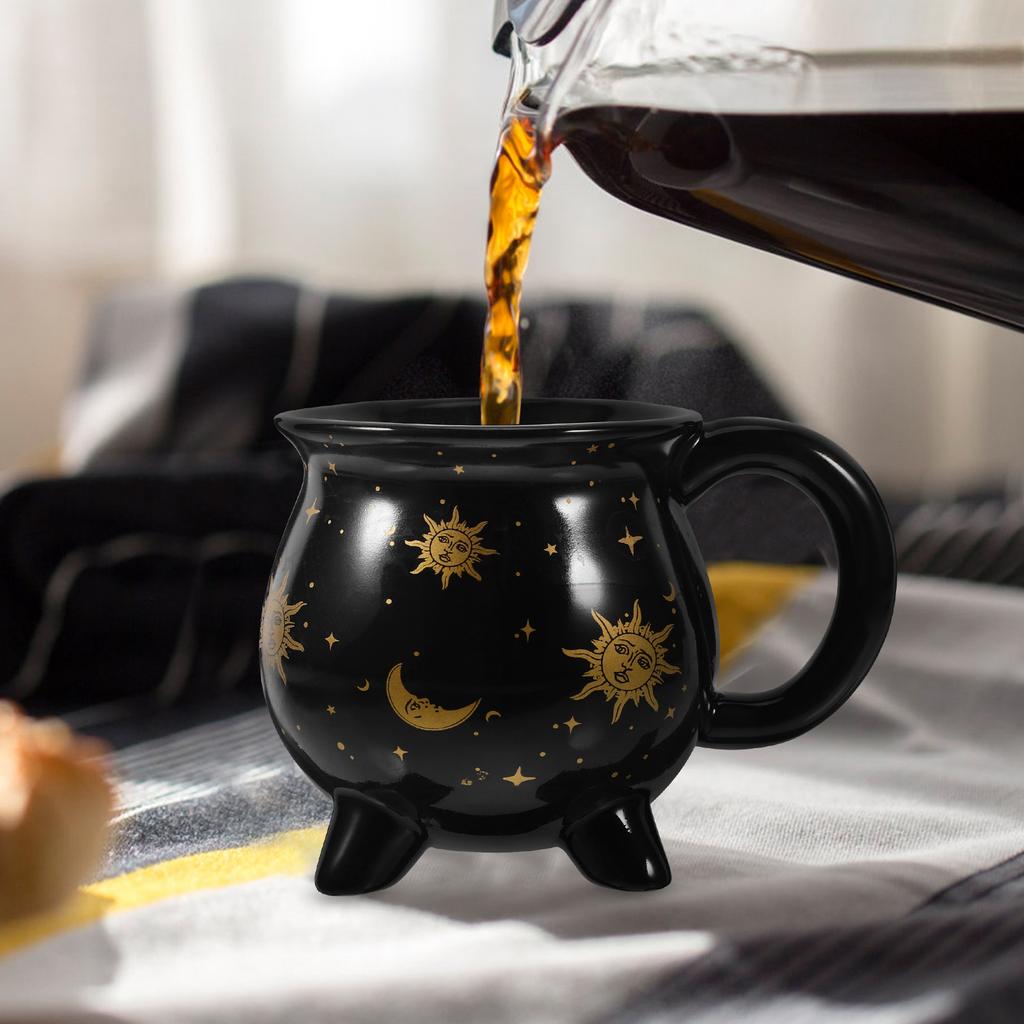 Coffee Cups Horror Mug Halloween for Drinks Ceramic Cauldron Drinking Cool Unique Mugs Black
