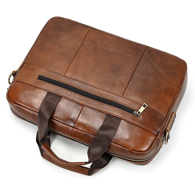 Men's Business Briefcase Fit 15" PC Genuine Leather Handbag Real Leather Male Laptop Handbag A4 Office Man Crossbody Bag