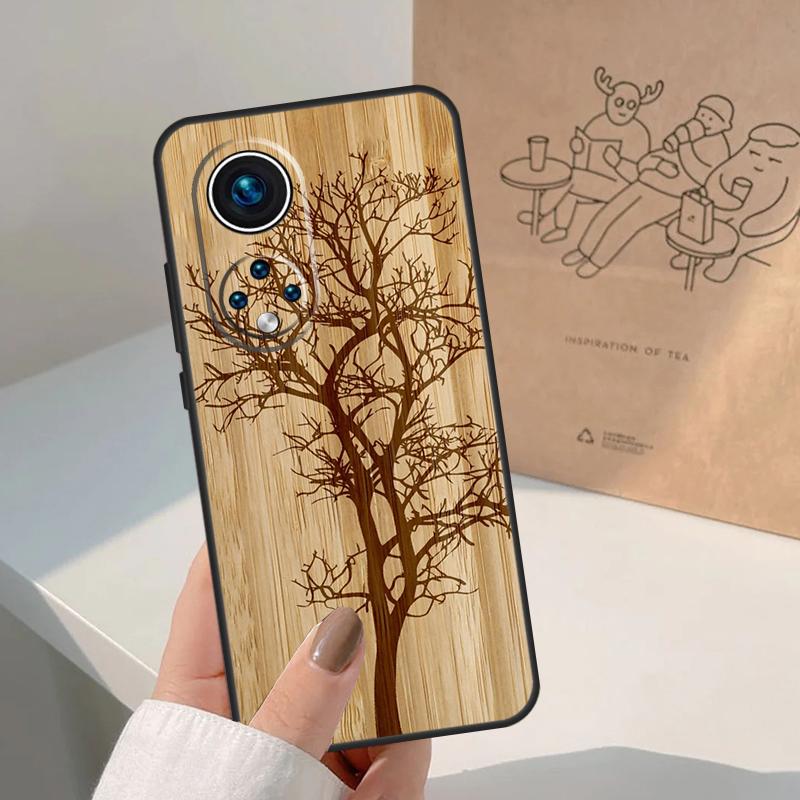 Tree Flower Bamboo Wood For Honor Magic 8 5 6 7 Pro Case For Honor 400 200 Lite 50 70 90 X8c X8b X9a X9b X9c X9d Win