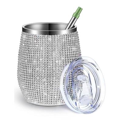Bling Su Şişesi Bling Şarap Bardağı Elmas Tumbler Glitter Şarap Cam Bardak için Taklidi Kızlar Gezi Bardak, Saman, Saman Fırçası ve Fincan Fırçası