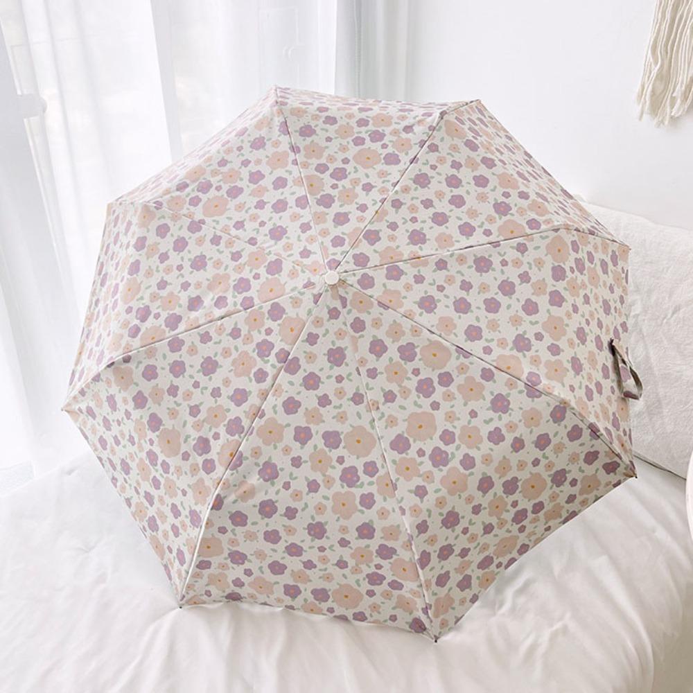 Fresh Floral Print Sun Rain Umbrella Dual-purpose Foldable Umbrella  Travel Accessoreis