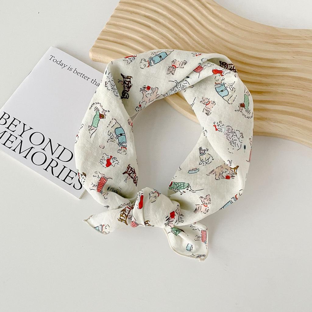 Bavlněný a lněný malý čtvercový šátek Šátek pro ženy na jaro a podzim Léto Korejský styl Foto Móda Všestranný šátek na hlavu Šátek