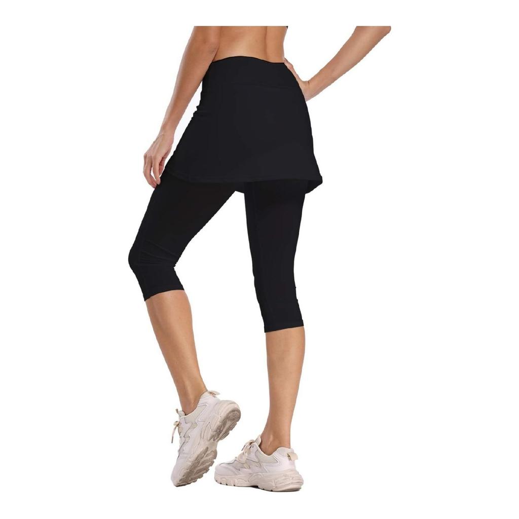 Women's 7/8 Length Skort with Built-in Shorts - High Waist Yoga Tennis Skirt for Workout and Casual Wear