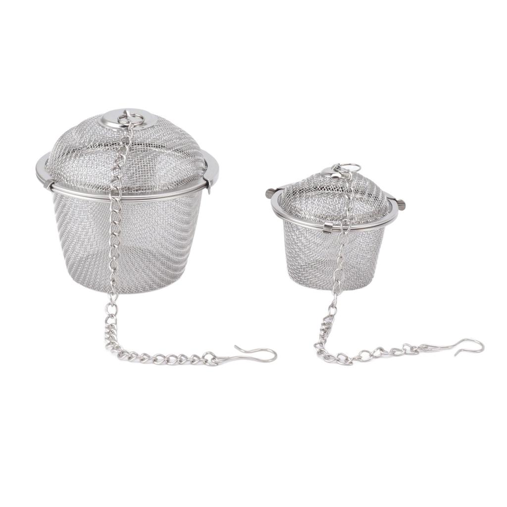 2pcs Mesh Tea Ball Stainless Steel Tea Strainer with Long Hook Chain for Spice Soup Tea Herbs Diameter: 4.5cm 1.8in+