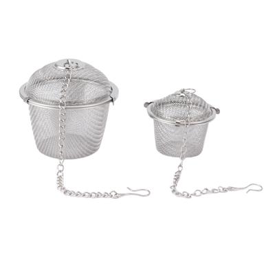 2pcs Mesh Tea   Stainless Steel Tea Strainer with   Hook Chain for Spice Soup Tea Herbs