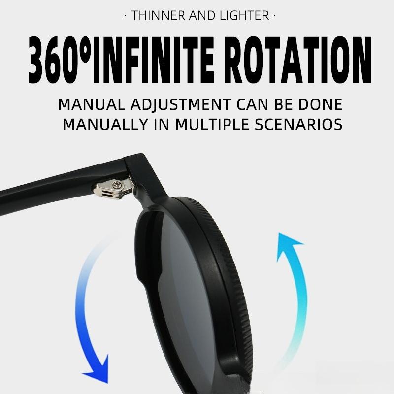 Manual Adjustable Zoom Round Sunglasses 360 Rotation UV Resistant Outdoor Shades Glasses for Men Women