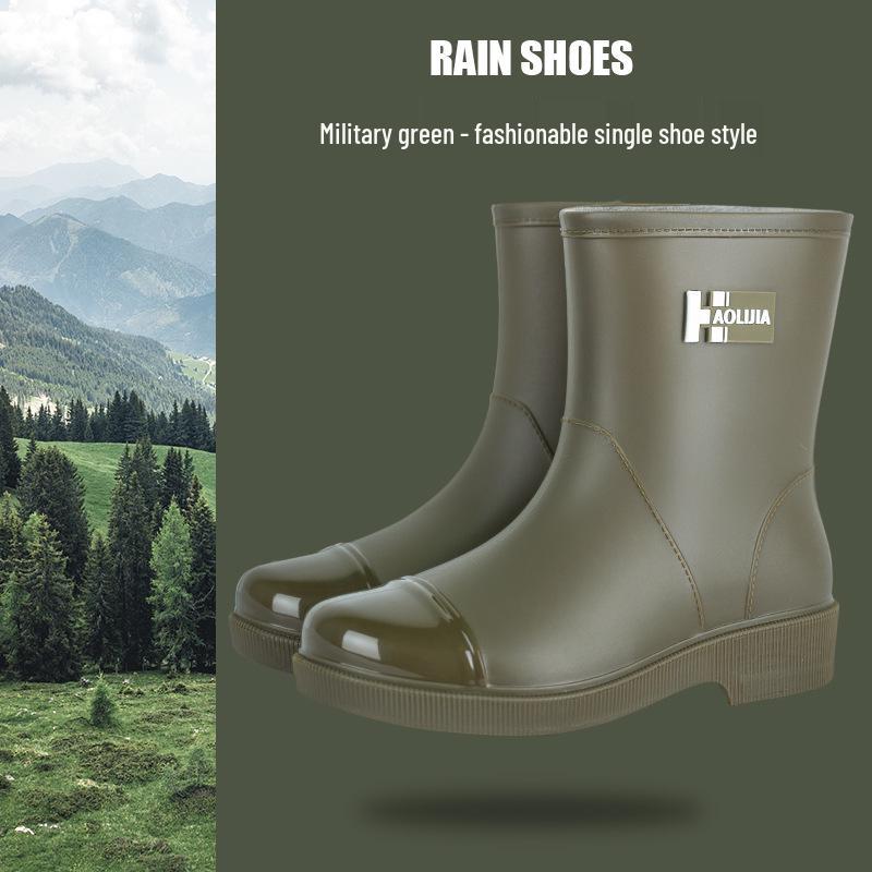Women's Eco-friendly Mid-Calf PVC Rain Boots - Non-slip Rubber for Outdoor & Kitchen Use.