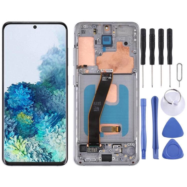Originaal Dynamic AMOLED materjalist LCD ekraan ja puutepaneel täielik komplekt koos raamiga Galaxy S20 4G SM-G980 jaoks