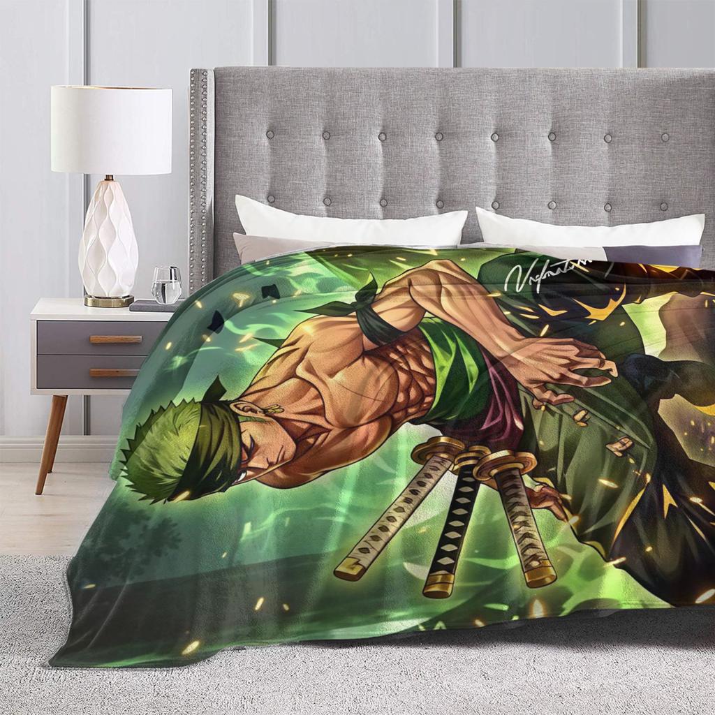 Zoros Forest Fire Anime Art Blanket Warm Soft Pattern Plush Throw Blanket For Students Living Room Flannel Bedspread Bed Cover