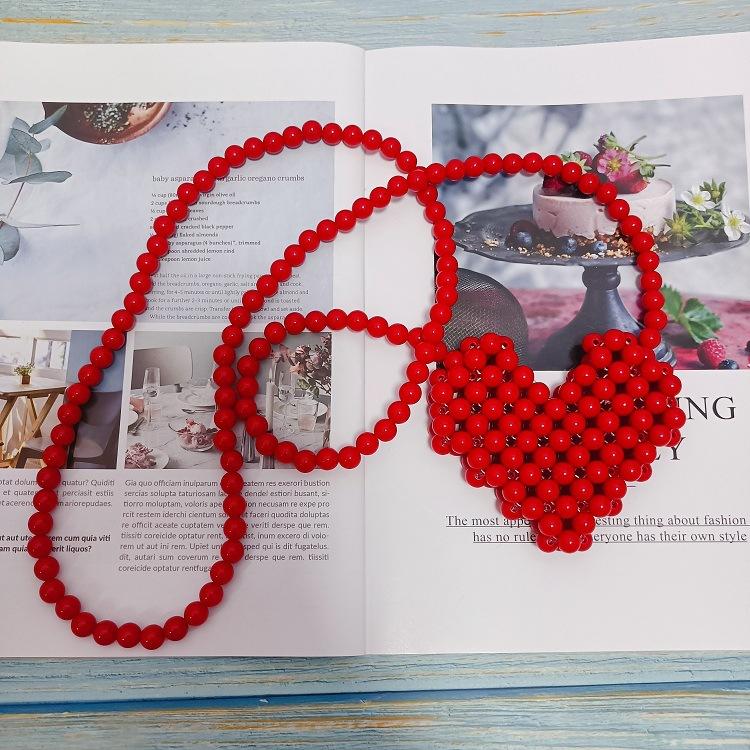 Mini Lipstick Handbags Pearl Women's Bag Crossbody Multicolor Love Shape Work Beads Women Spring and Summer All-match Fashion