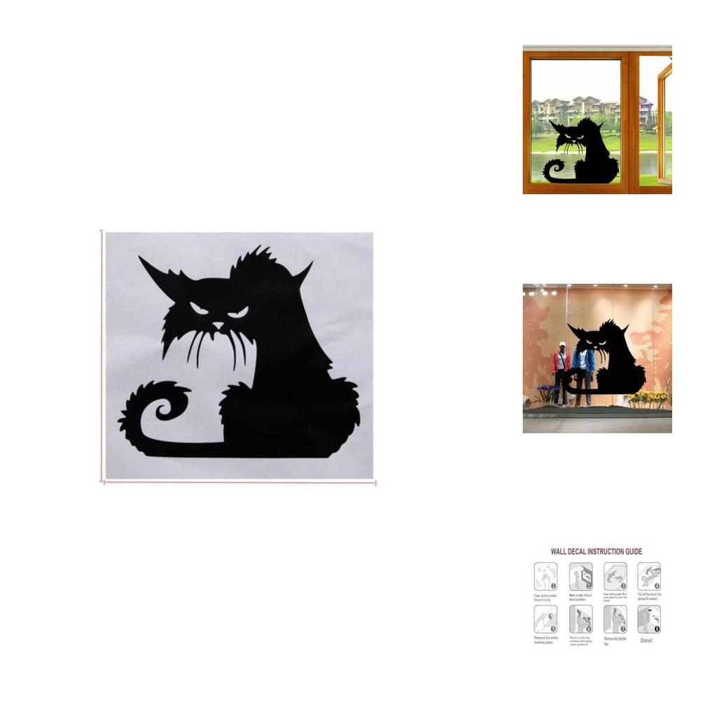 Halloween Terror Cat Shopwindow Wall Stickers Home Decor Room Mural Decals Art