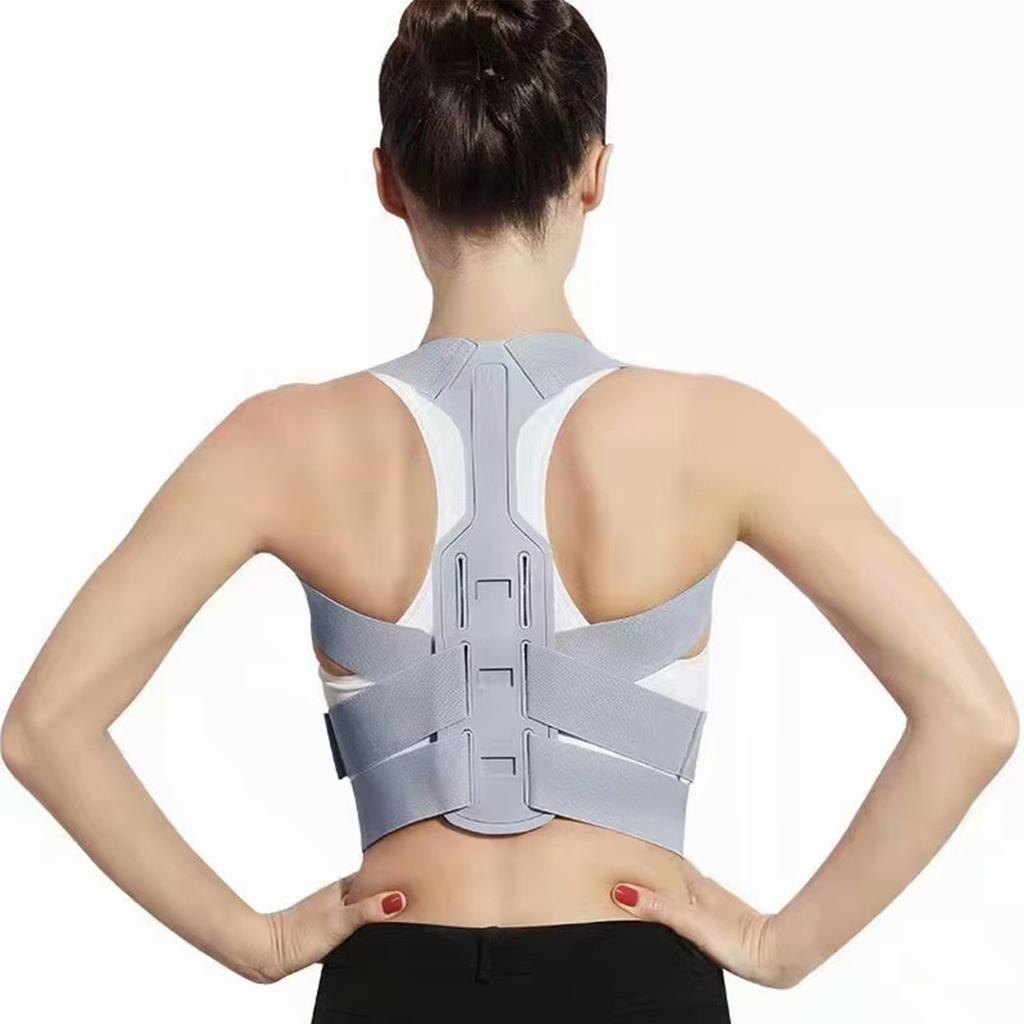 Posture Corrector Adjustable Concealed Breathable Soft Gray Back Straightener Brace for Women Men S