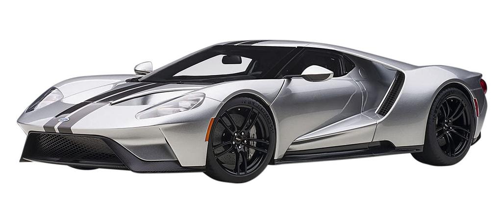 AUTOart 1/12 Scale Ford GT 2017 Metallic Silver/Black Stripes Finished Product 12108