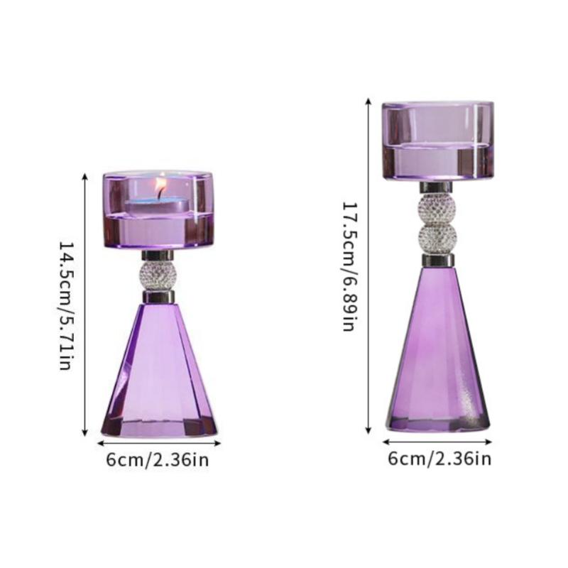 Crystal Candlestick Purple Transparent Candle Holder Aromatherapy Base Geometric Crystal Candelabros Wedding Table Decoration