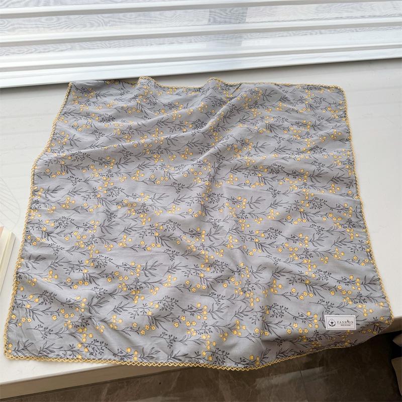 Square Scarf Women High Quality Bandana Female Headkerchief cotton linen Feeling Neckerchief Hijab Shawl Warps Summer Scarves