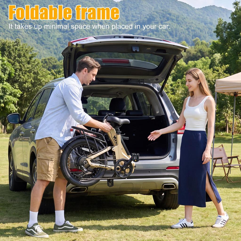 Vitilan U9 Adult Electric Bicycle Shimano 7 Speed Gear 500W Peak Power 960W Motor City Ebike 48V15Ah Battery E-bike 20*3.0" Fat Tires Electric Bike