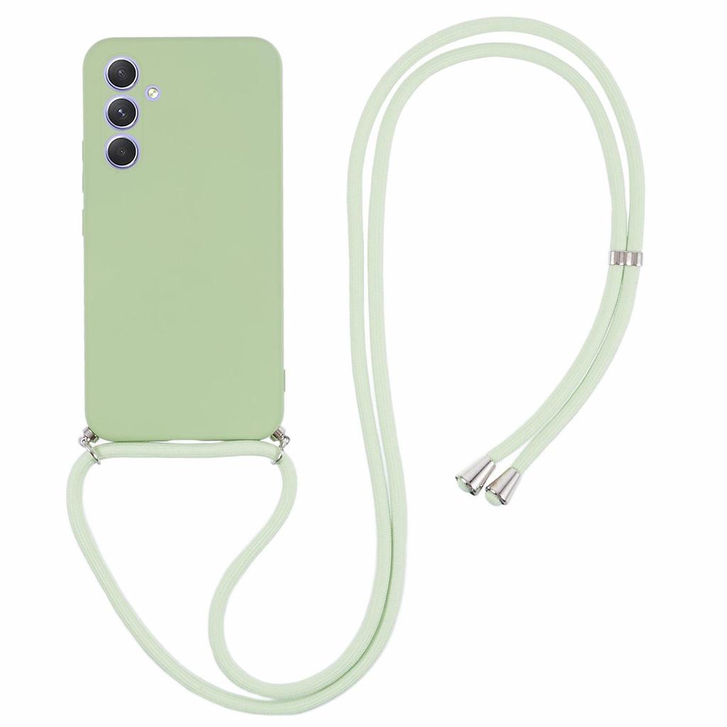 For Samsung Galaxy A14 5G/4G Case Fiber Lining Rubberized TPU Cover with Long Lanyard