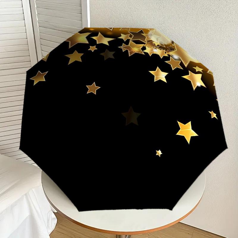 1PC gold stars Umbrella-8-Rib Reinforced, Automatic Open, Lightweight & Durable, Cute Fashion Accessory for Outdoor-K1247