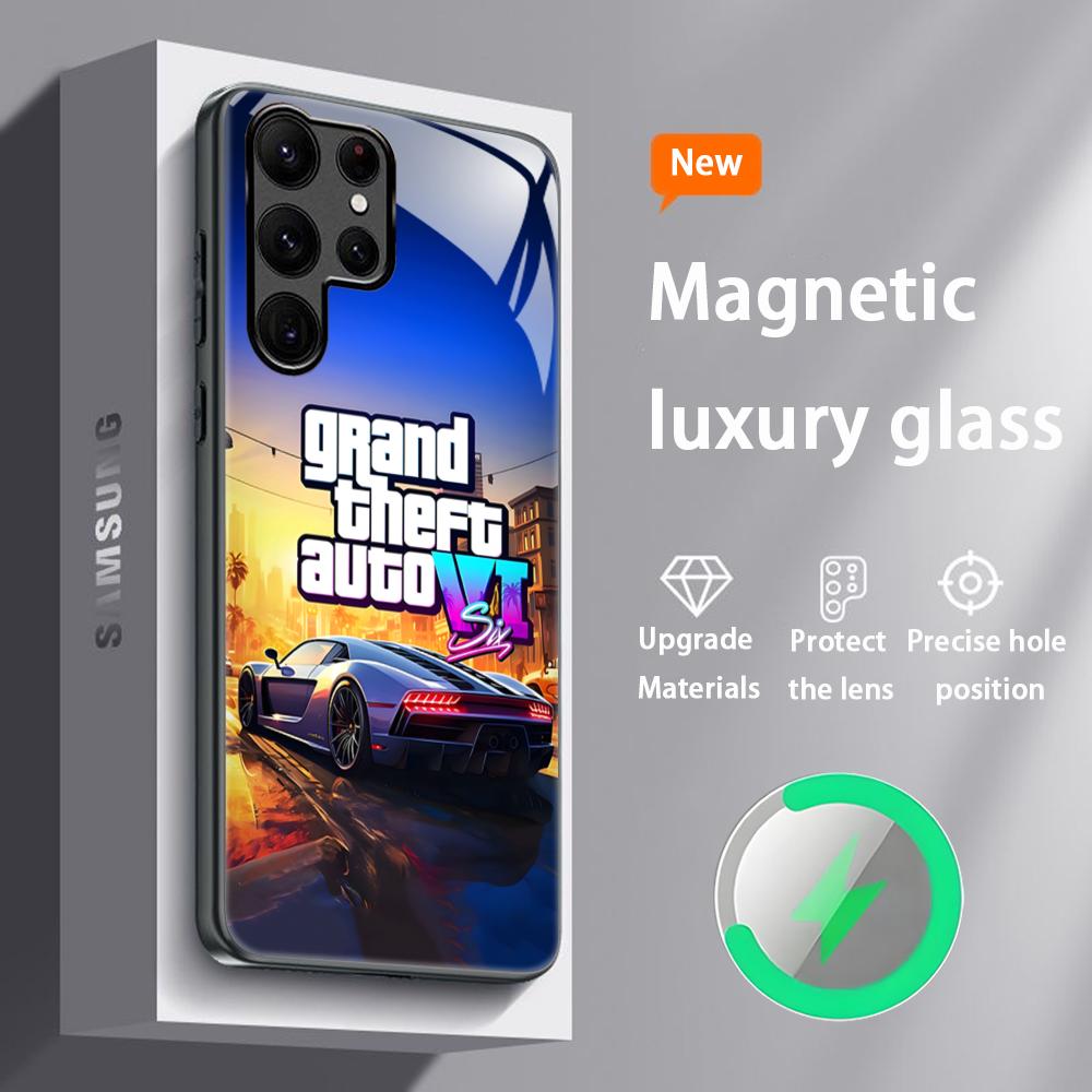 G-GTA6 R Star Game Hot Phone Case For Samsung S25 S24 S23 S22 S21 S20 Plus Ultra Note20 Glass Magnetic Case