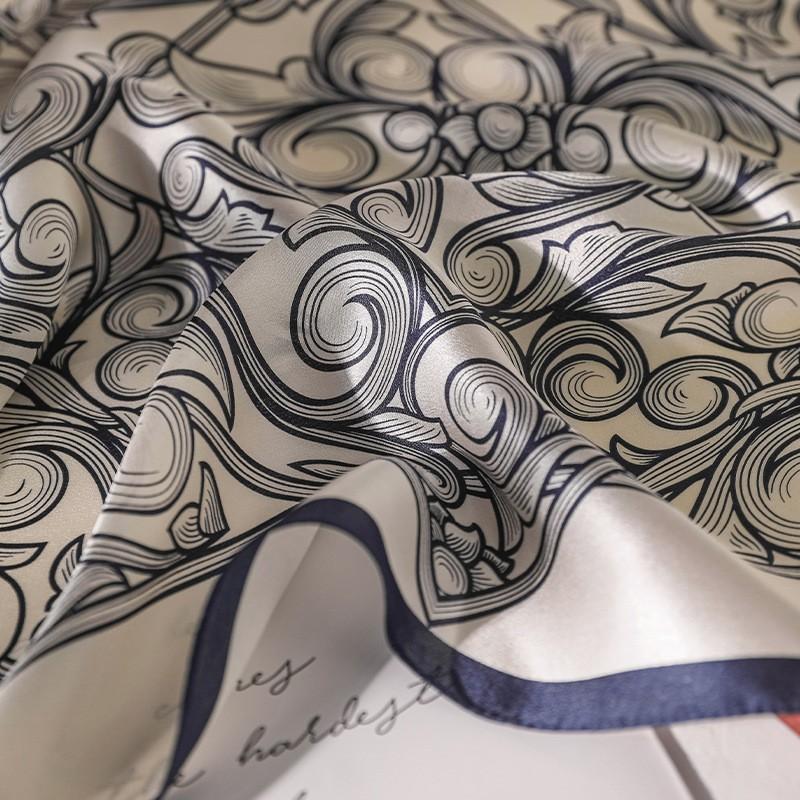100% Pure Silk Square Scarf Women Lightweight Fashionable Office Accessory Printed Elegant Wrap