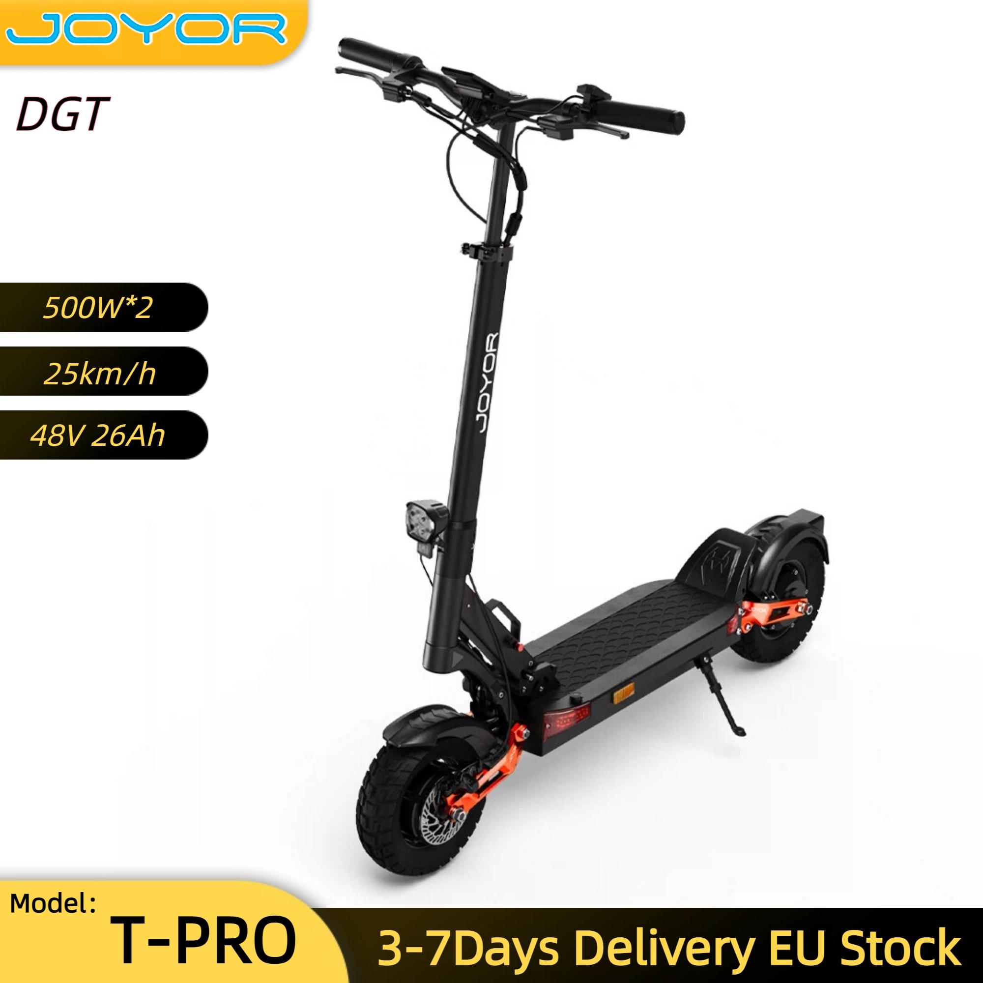 Trottinette Électrique JOYOR T-PRO DGT 20KM/H Pneu 10 Tout-Terrain Moteurs Doubles 48V26AH 500W*2 Frein Hydraulique Amortisseur à Ressort Hydraulique Trottinette Électrique T-PRO(DGT) 25KM/H noir