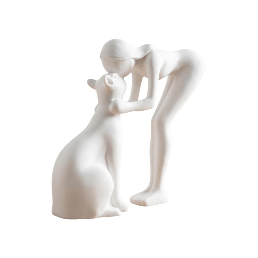 Creative Girl And Dog Statues Cute Canine Statues Crafts Nordic-Style Ornaments Bedroom Decor
