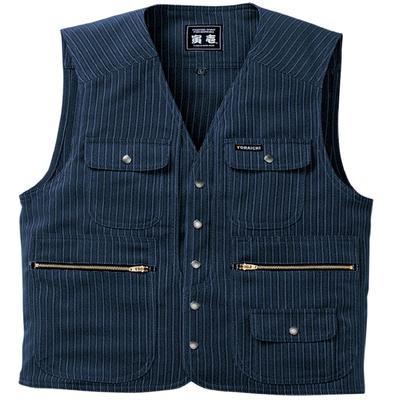 Colete Série Pinstripe Pattern Tops Roupas de Trabalho Roupas de Trabalho Nikkapokka Tobisuit LL Azul Escuro Toraichi/Toraichi (4309-611) /4309 14