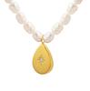 Water Drop Shape Inlaid Zircon Pendant, Freshwater Pearl Necklace, French Style Romantic Gift Jewelry