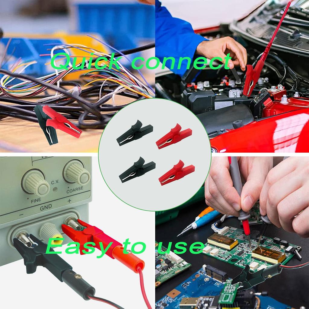 Alligator Clip with Banana Plugs Set No Welding Fully Insulated Safety Electrical Test Crocodile Clips Connector for Multimeter