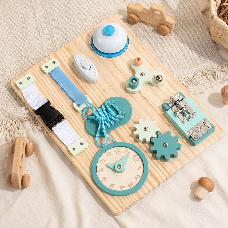 Montessori Busy Board DIY Kids Intelligent Learning Toys Sensory Analog Activity Busy Board for Kids Toddler