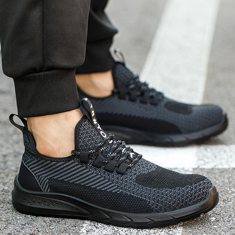 Lightweight Safety Shoes Men Steel Toe Work Shoes Breathable Puncture Proof Safety Boots Work Hiking Boots Sneakers Anti-slip