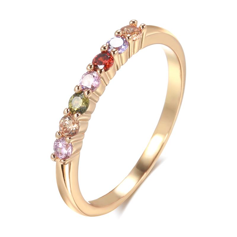 

Spanish Style Rose Gold Rainbow Ring Multiple Stacking Natural Zircon Finger Ring For Women Fashion Jewelry 10