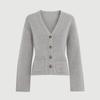European and American  Station Autumn and Winter New Waist Knitted Cardigan Jacket V-neck Pocket Top Simple Sweater Women