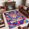 Leopard Theme Crystal Velvet Floor Rug Personalized Custom Name Text Warm Carpet Home Decoration
