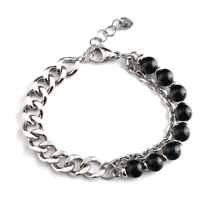 Stainless Steel Double-Sided Grinding Chain Stone Men s Bracelet – European  American Style