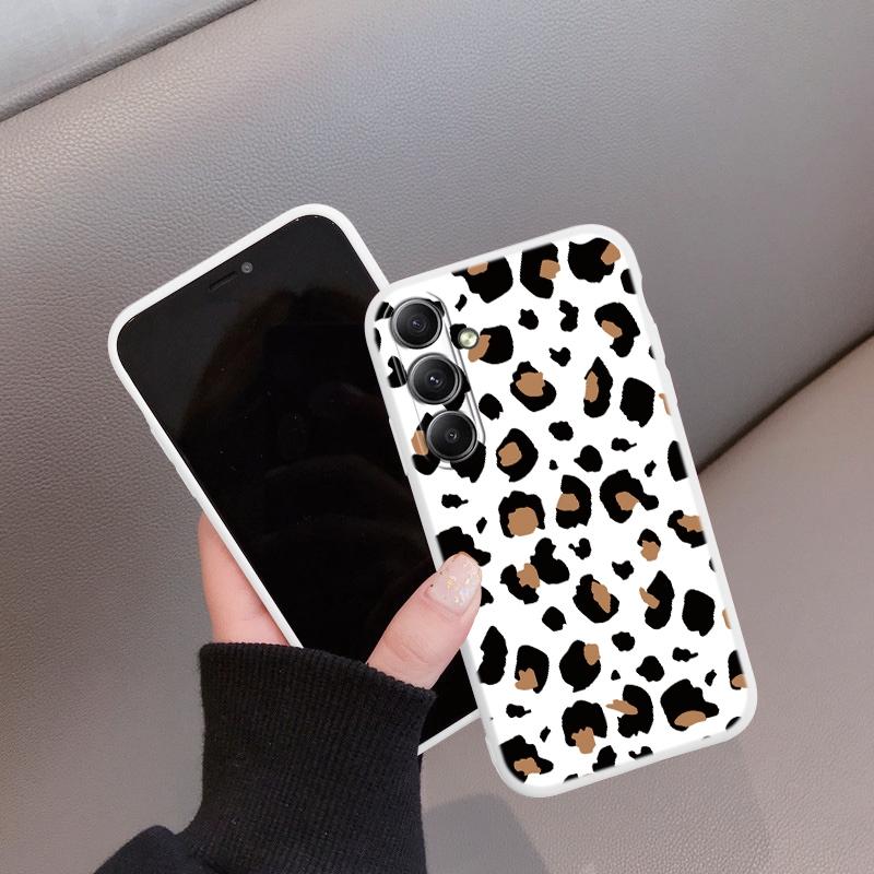 

Мягкий силиконовый чехол с леопардовым узором для iPhone Xiaomi Redmi Note 13 14T 15 Samsung A55 A35 M35 S24 FE Huawei Honor Camera Защитный противоударный чехол Redmi Note 13 Pro 4G белый