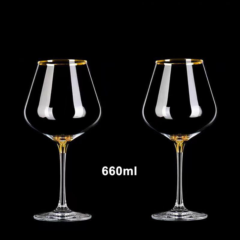 European Vintage Wine Glasses, Champagne Goblet, Cup Set, Cups, Crystal, Gold, Burgundy, Luxury, 660Ml