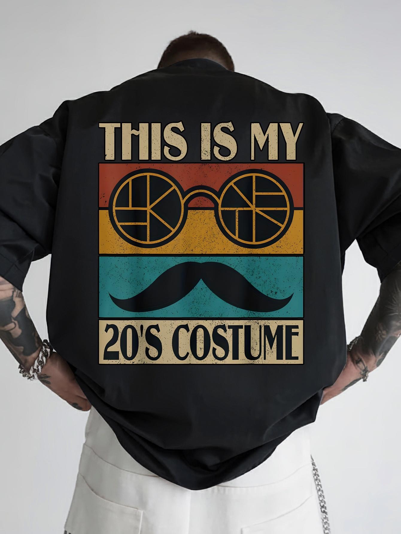 

Black T-shirt with This Is My 20 S Costume Graphic - Retro Glasses & Mustache Design M