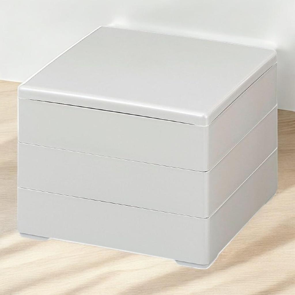 Lacquerware Jubako White Made in Japan J-kitchens 3-Tiered Box, 6.5 inches, Pearl, Uncoated, 19cm, Resin,