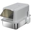 Stainless Steel Cat Litter Box with Removable Lid, Scoop, Filter Bags, for Larger Cats, Grey