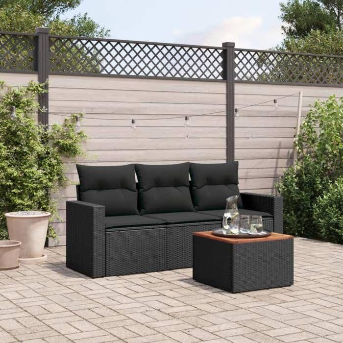 VidaXL Garden Lounge Set with Cushions 4 Pcs, Patio Sofas, Patio Furniture Set, Outdoor Furniture, Black 3256321