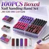 100PCS Mixed‑grit Nail Drill Sanding Bands 80/120/180/240 Grit Nail Sanding Band Set Manicure,Salon