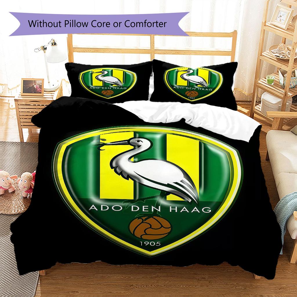 ADO Den Haag Pattern Bedding,Quilt Set Quilt Cover Pillowcase Home Birthday Gift(1 * duvet cover + 2 * pillowcase, without core)