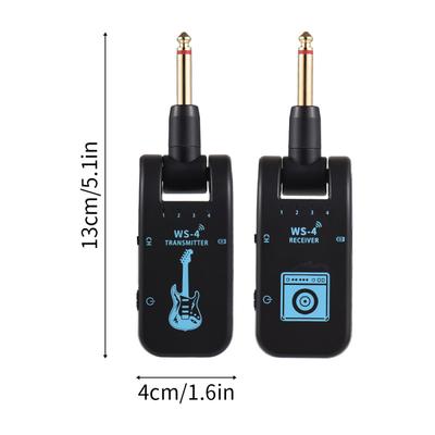 2,4G Kabelloses Gitarren-Sender-Empfänger-System 48K/16bit Echtzeit-Übertragung 282 Grad drehbarer Stecker für Gitarren