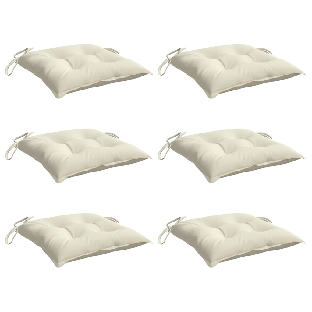 Chair Cushions 6 Pcs. Cream White 50x50x7 cm Oxford Fabric